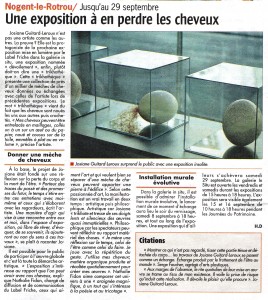 article du 2012 09 28  sur l'exposition "Dévoilement" à Nogent le Rotrou 